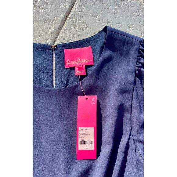 Lilly Pulitzer Lorella Stretch Dress True Navy Sz 14 NWT Long Sleeve - Picture 6 of 7